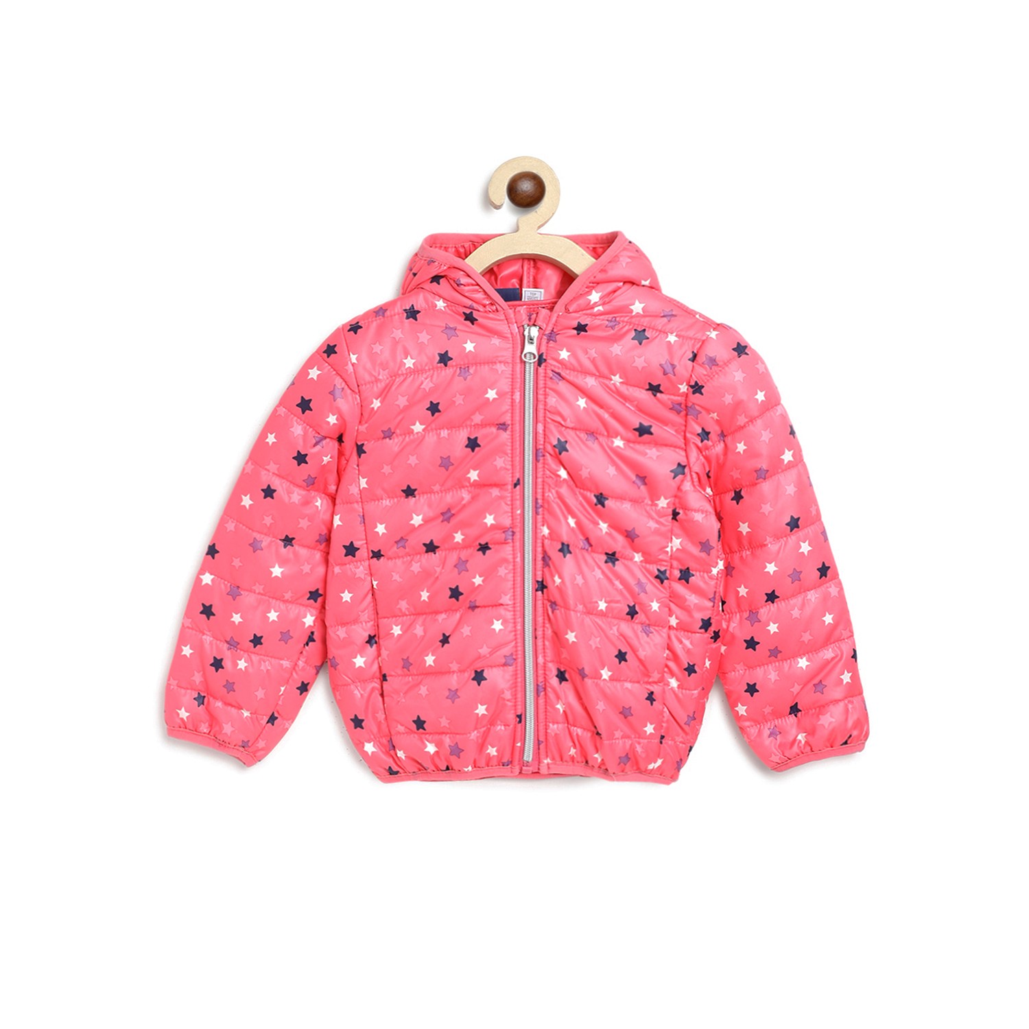 Printed Jacket with Hood-Pink